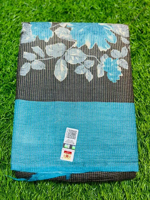 Pure Handloom Tussar Silk Saree with Hand Block & Digital Print – Silk Mark